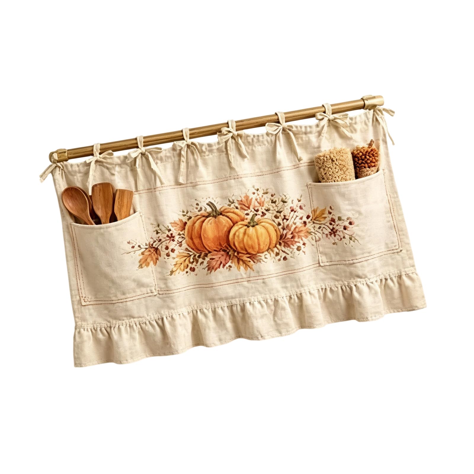 our fave Ruffled Trim Oven Skirt Cover with Pocket Ribbon Ties Cabinet Dishwasher Curtain for Kitchen Decors Oven Skirt Curtain with Pocket
