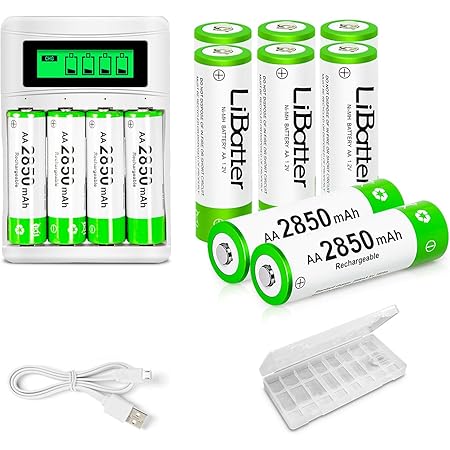 Amazon Toogen 単3形充電池 8本パック 充電式 ニッケル水素電池 単3形8個充電池 バッテリー 環境保護 低自己放電 ケース付き 1 2v 2850mah容量 約10回使用可能 Libatter 充電式電池
