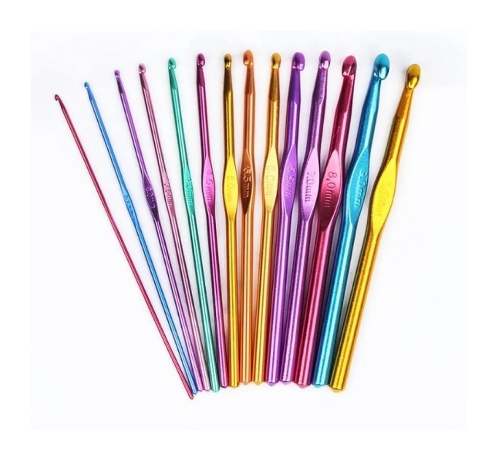 L6NqIAG Crochet Kit 8/10/12/10Pcs Aluminum Knitting Needles Metal Crochet Set Hook Weave Sweater DIY Hand Craft Yarn Sewing Needle Tools(14pcs)
