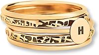 Vista 1 de Melanie Golden Jewelry Initial Stacking Rings Set Of 5 In Gold, Silver, Or Rose Gold Personalized Custom Letter Monogram Stackable Family Ring