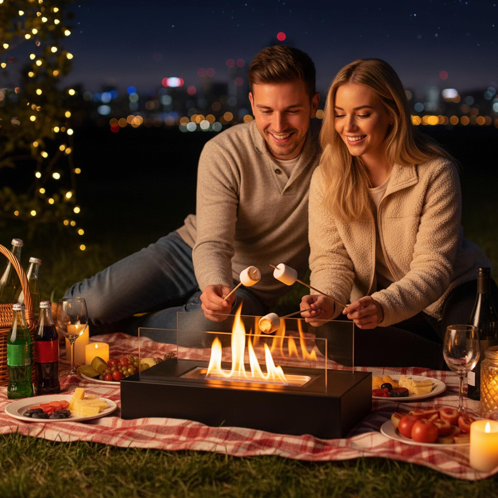 180ml Indoor Tabletop Metal and Glass Fireplace/Firepit for Cozy Ambiance (Black) - 4