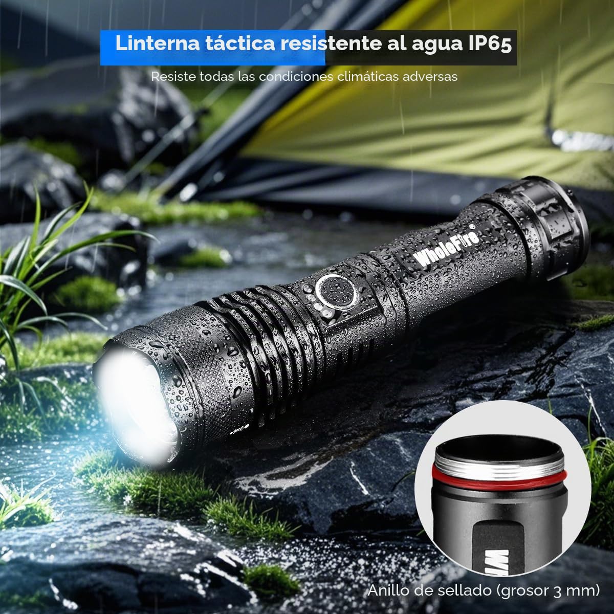 Linterna LED USB Recargable Superbrillante de 90000 Lúmenes XHP70 Zoomable