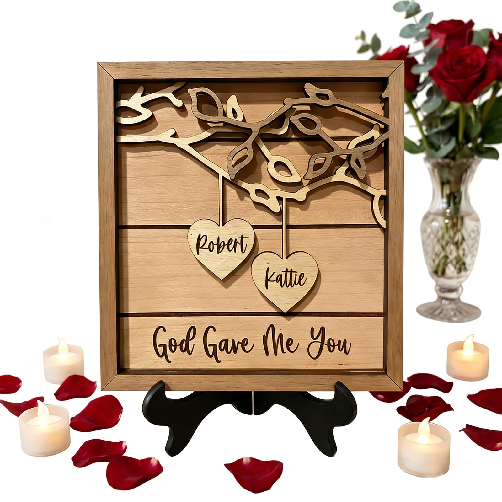 Letrero de madera personalizado UIDMEN decorativo 3D para regalos de boda