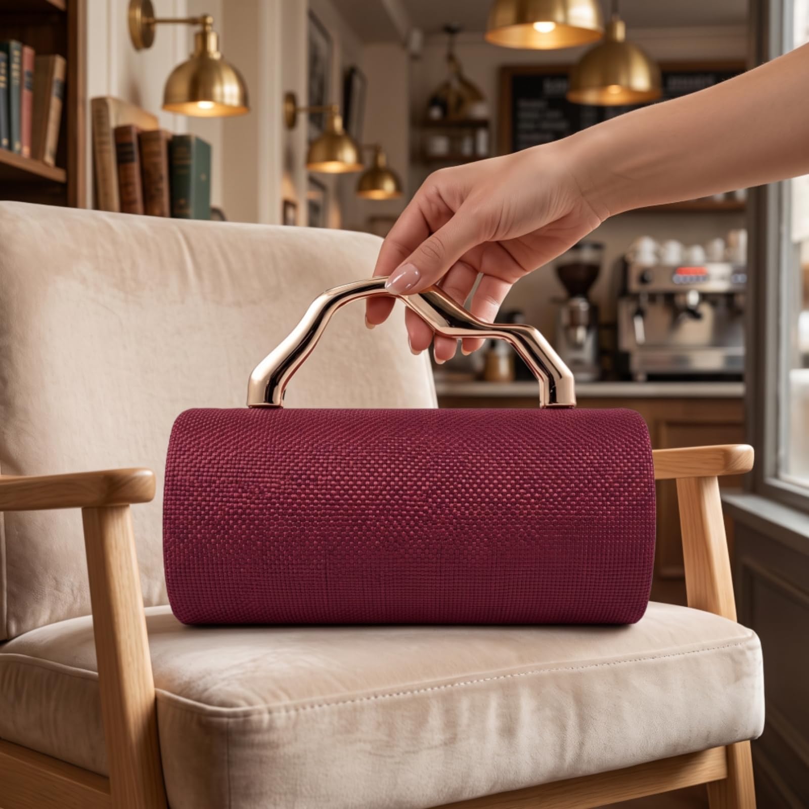 Bolso de Noche de Hombro Clutch Cartera Diseño Estructurado con Silueta Esculpida y Asa Dorada Forro de Algodón y Compartimento Adecuado para Bodas Cenas Elegantes, Array, Rosa