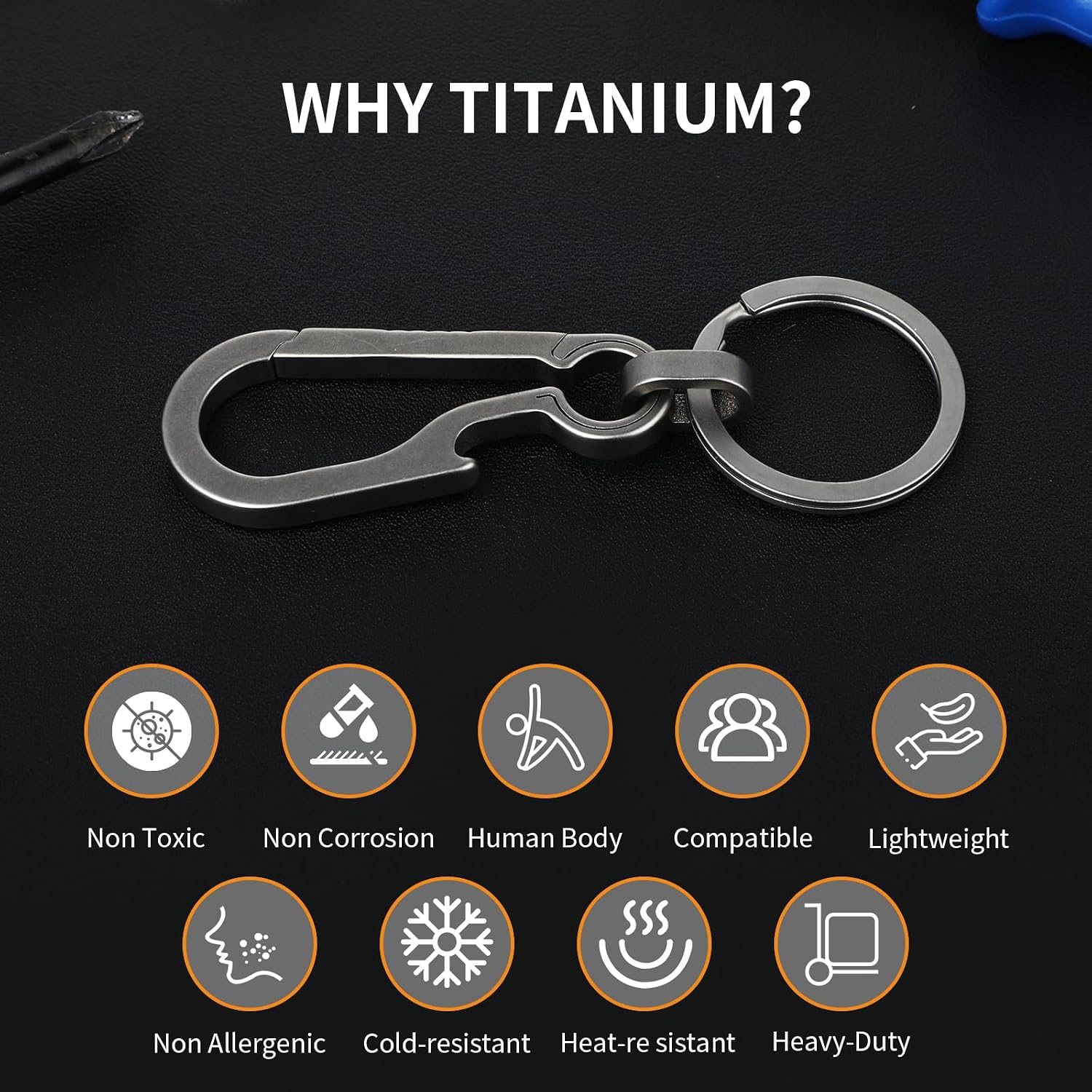 Ouligay Titanium Key Chain Titanium Carabiner Keychain Clip Bottle Opener Keychain Multifunctional Carabiner Keychain Heavy Duty EDC Carabiner Clip for Men and Women image 4