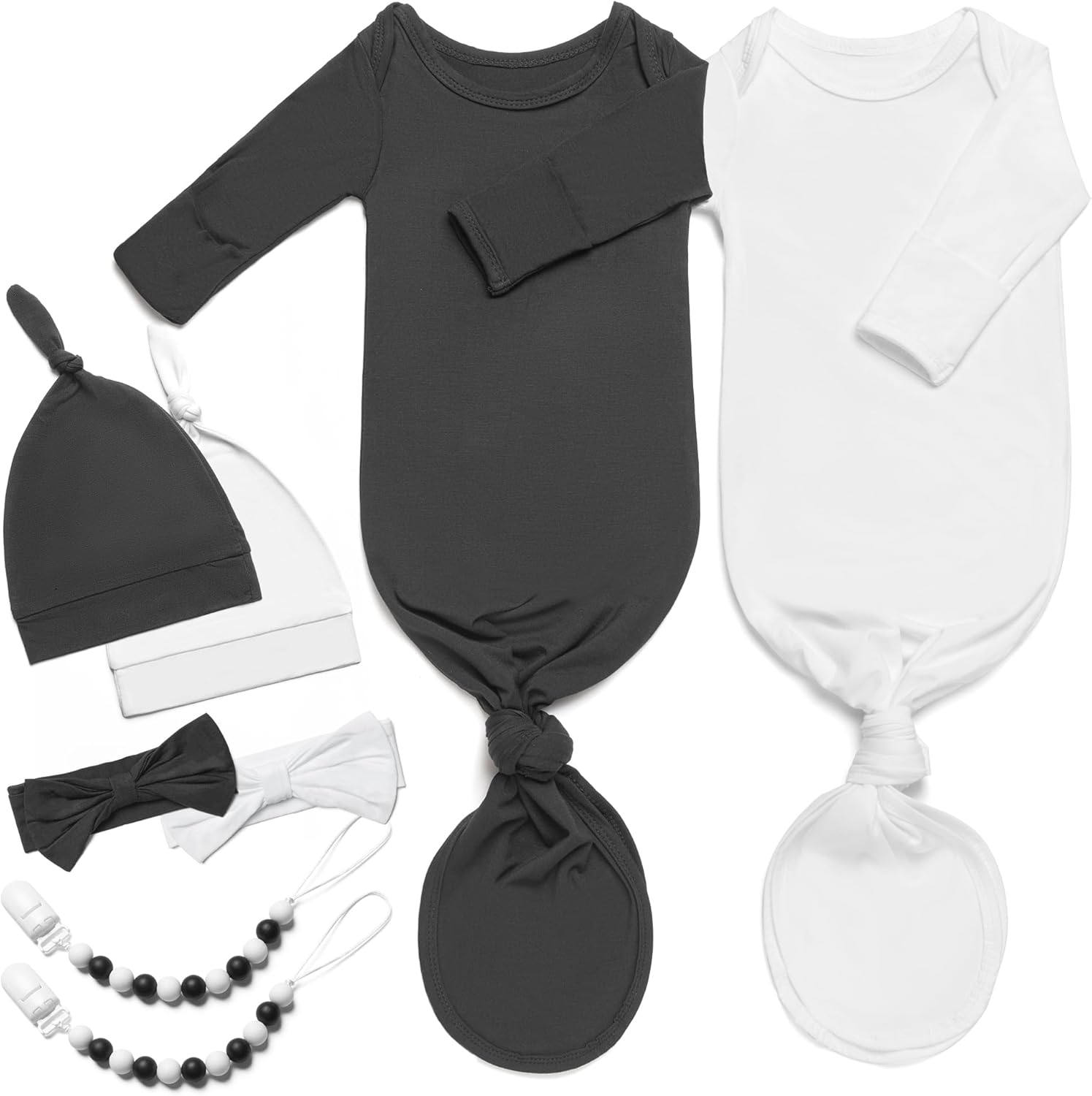 2 Pack Soft Knotted Baby Gowns Clothes 0-3 Months, Super Soft Newborn Sleepers for ...