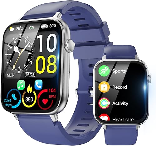 Vista 9 de Reloj inteligente para hombres y mujeres, contestar/hacer llamadas, monitor de fitness HD de 1.85 pulgadas con frecuencia cardíaca 24/7 y monitor