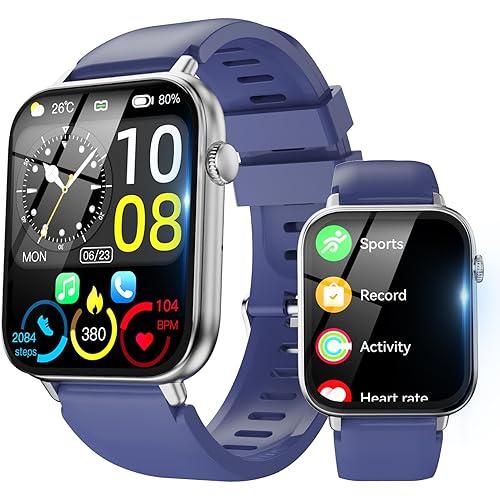 Smart Watch for Men Women Answer/Make Call, 1.85" HD Fitness Tracker with 24/7 Heart Rate & Sleep Monitor, 110+ Sports Modes, IP68 Waterproof Smartwatch, Long Battery Life for Android iOS, Blue