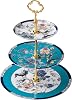 ACMLIFE Porcelain Cake Stand Ceramic Cupcake Stand with Blue Dessert Platters 3 Tiers, Snacks Desserts Cookies Display Tower Tray Ideal for Afternoon Tea Party, Wedding and Gift (Blue 3 Tiers)