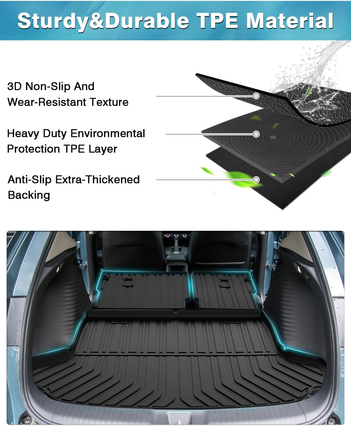 Mixsuper Liner Cargo Liner for Honda HR-V 2023-2026, All Weather Trunk Mat Backrest Mat TPE Back Seat Cover Protector for HRV Accessories