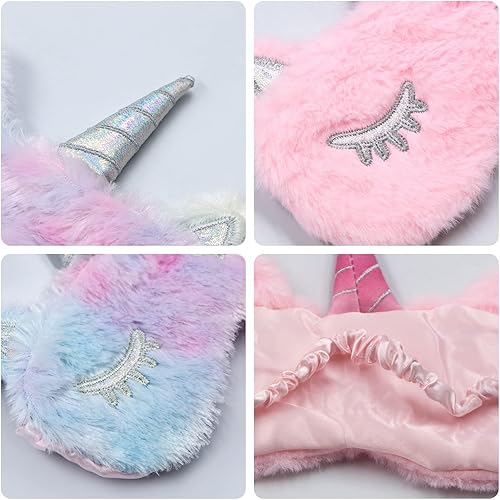 Miniatura 5 de Máscara de dormir para niños paquete de 2 máscaras de ojos para niños para dormir máscara de felpa suave con los ojos vendados cubierta de ojos para