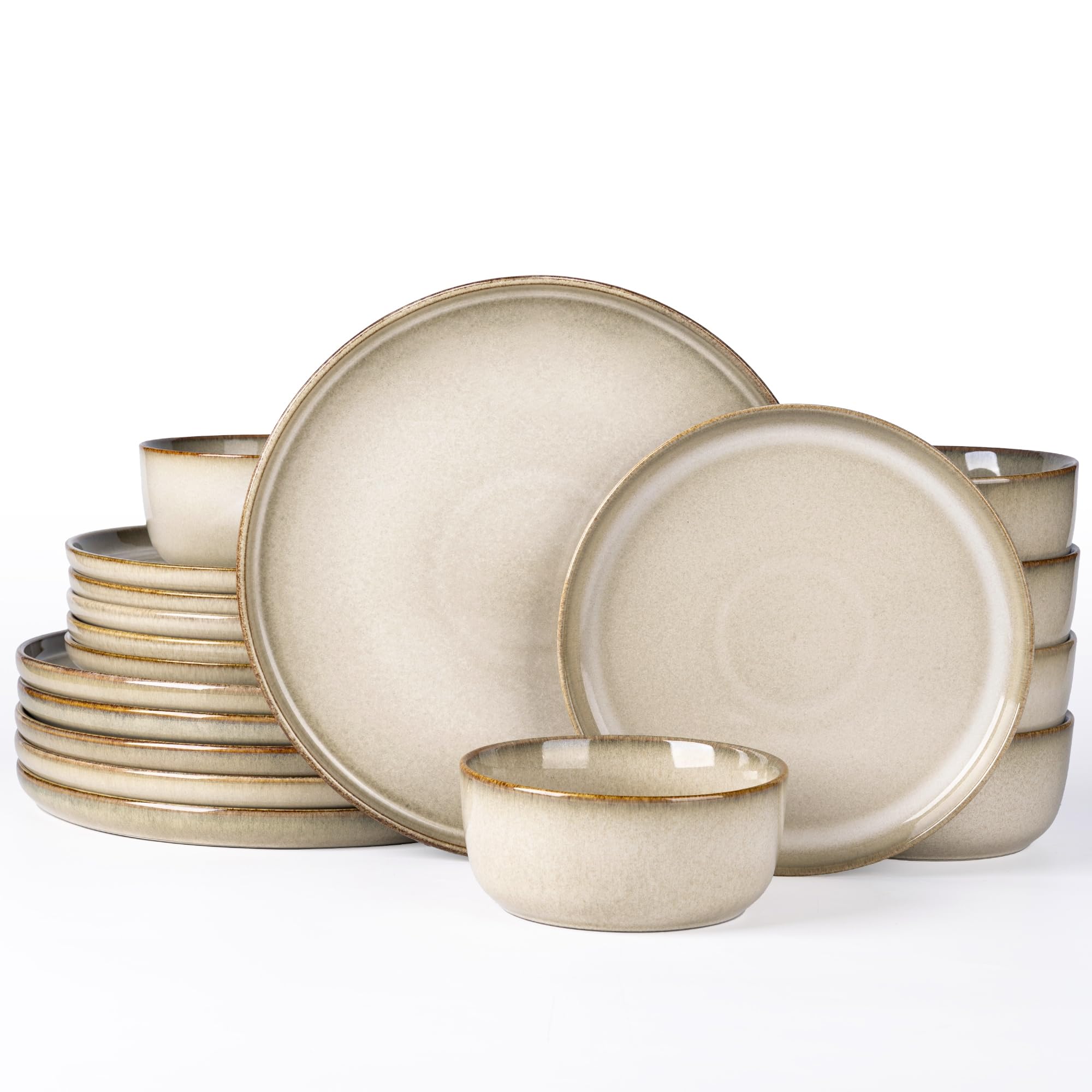 GBHOME Dinnerware Sets for 4, 12 Pieces Ceramic Plates and Bowls Set