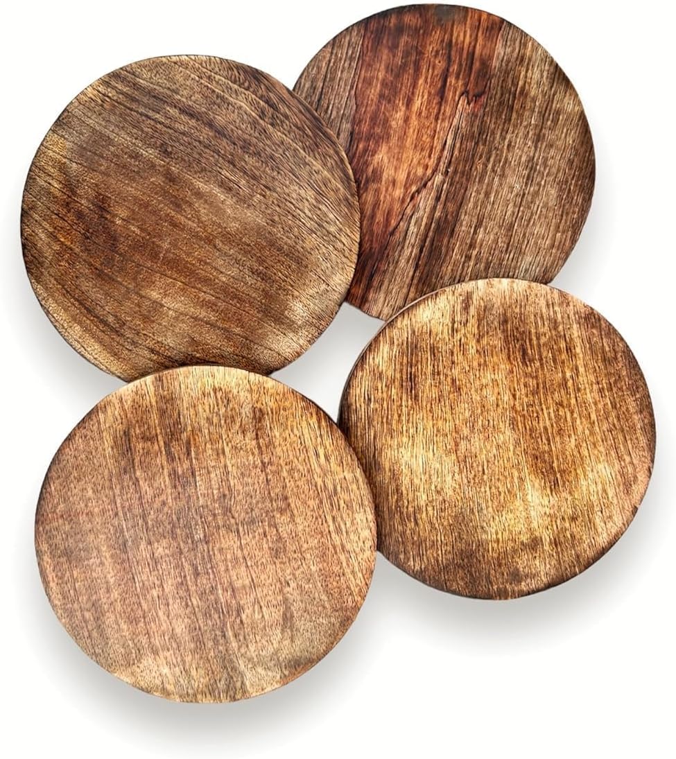 Wooden Trivet Set for Hot Plates and Kitchen Counter, Pack of 4, Large