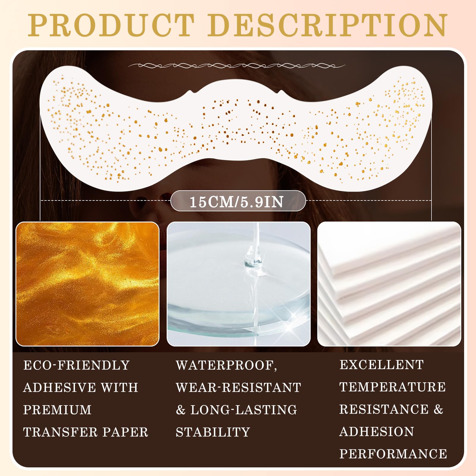 Gold Face Glitter Tattoo Sheets with Stars and Diamonds - Image 4