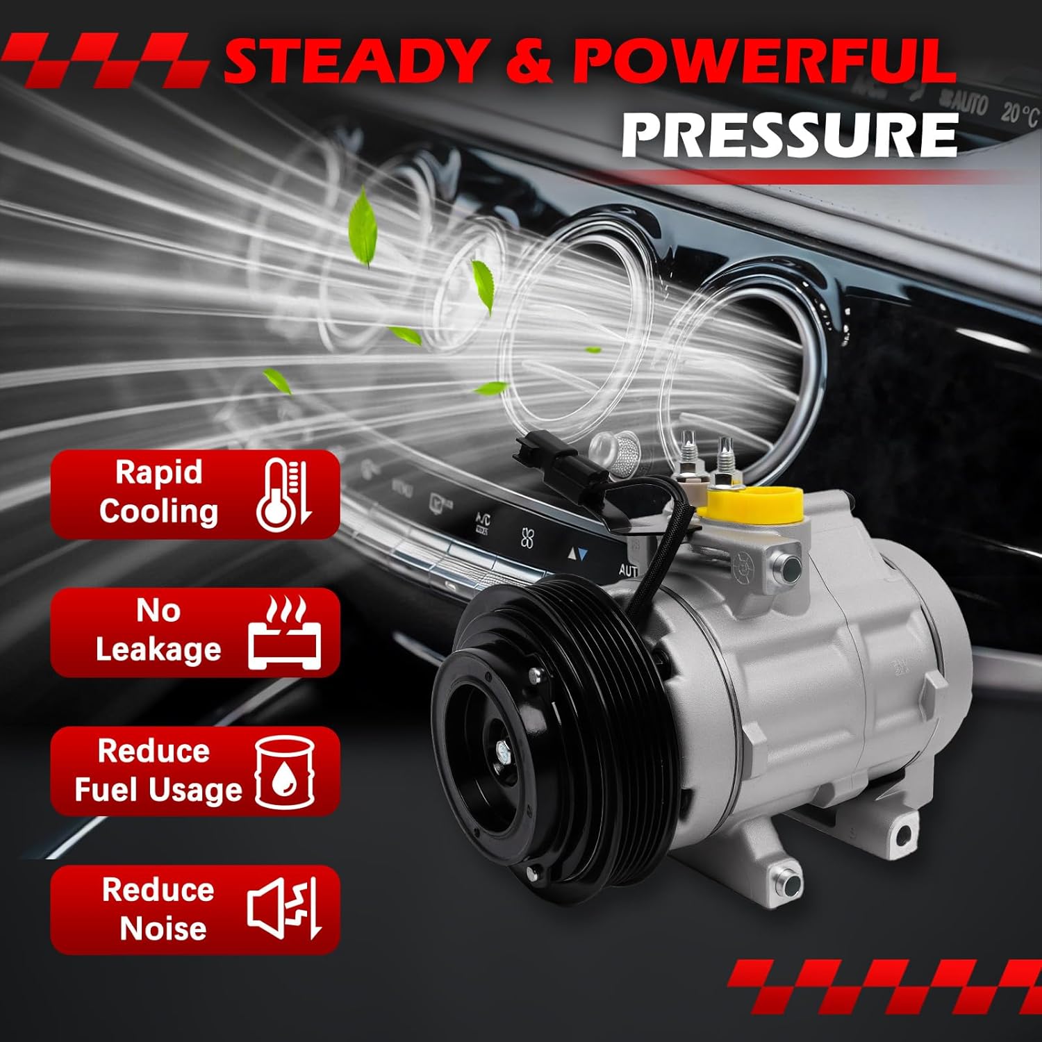 AC Compressor with Clutch for Expedition F-150 2007-2014, F-250 350 450 Super Duty, F53 & Navigator Mark LT 2007-2008, Air Conditioning Compressor Replace for 68192 9C3Z19703A 6L2Z19703AA