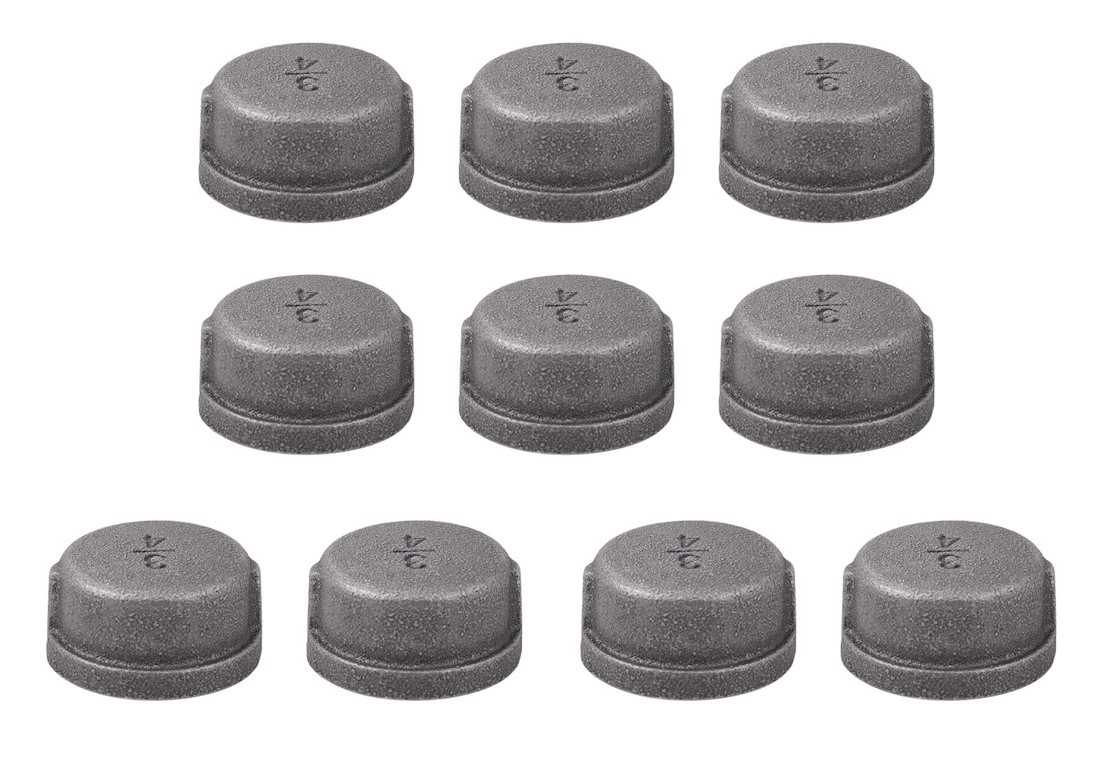 3/4" Cap Pipe Fitting,Industrial Malleable Cast Iron Pipe Fitting for Industrial Steampunk Vintage Shelf Bracket DIY Plumbing Pipe Decor Furniture 10 Pack