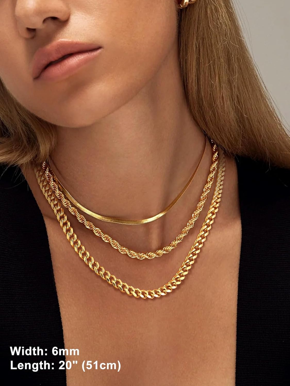 Suplight 3mm/6mm/9mm/12mm Miami Curb Cuban Link Chain for Men Women, 316L Stainless Steel /18K Gold/Black Plated Mens Jewelry Hip Hop Chain 18"/20"/22"/24"/26"/28"/30" - Image 8