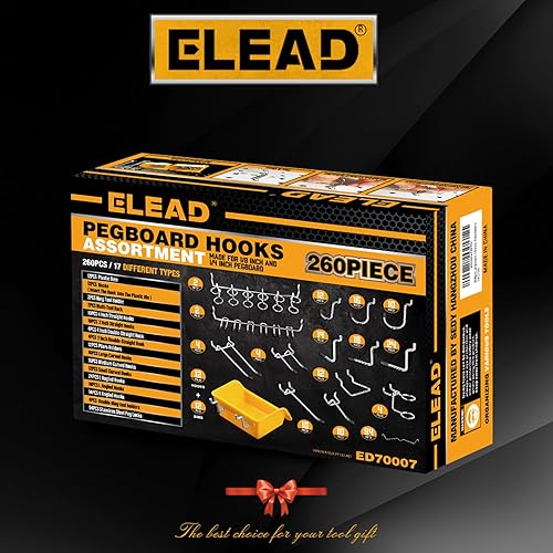 Miniatura 9 de ELEAD 260 ganchos para tablero de clavijas de 18 y 14 pulgadas, accesorios organizadores para tablero de clavijas con contenedores para organizar