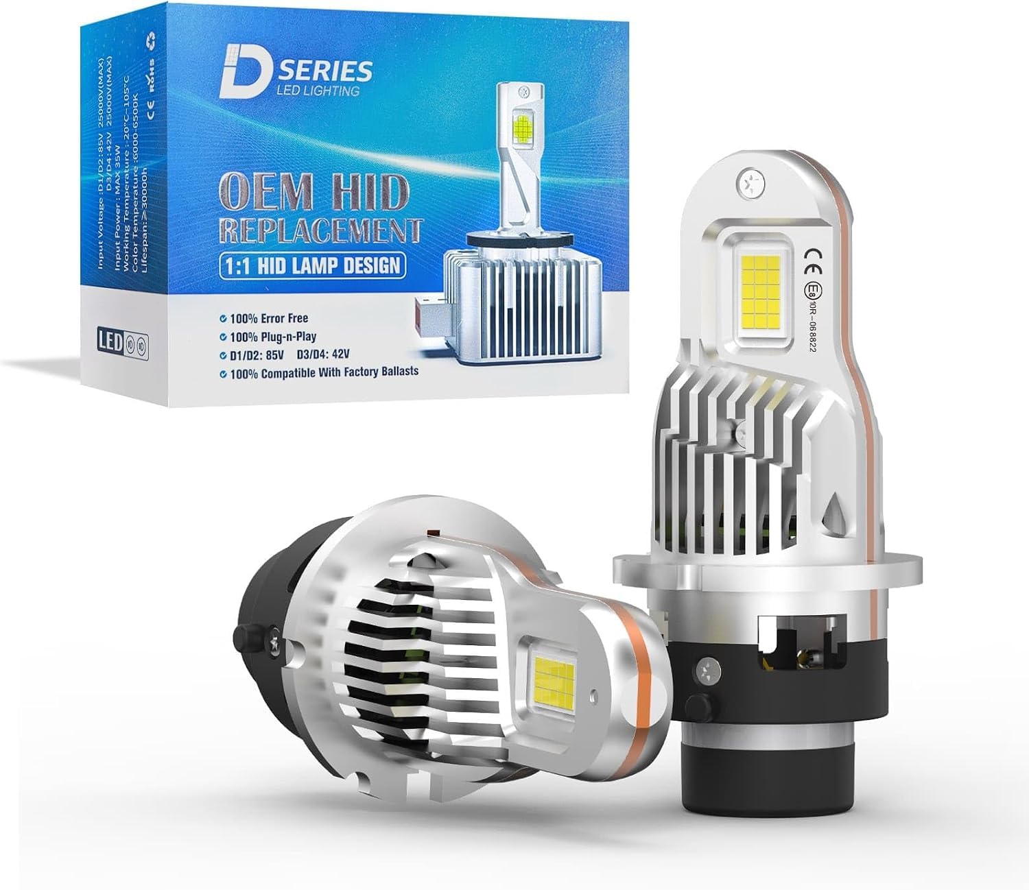 D2S Xenon Brenner 12V 60W–D2S Scheinwerferlampe 6000K Weiß, zugelassen, hitzebeständig & effiziente Wärmeableitung, für Abblendlicht & Fernlicht, Ersatzlampen, 2 Stück