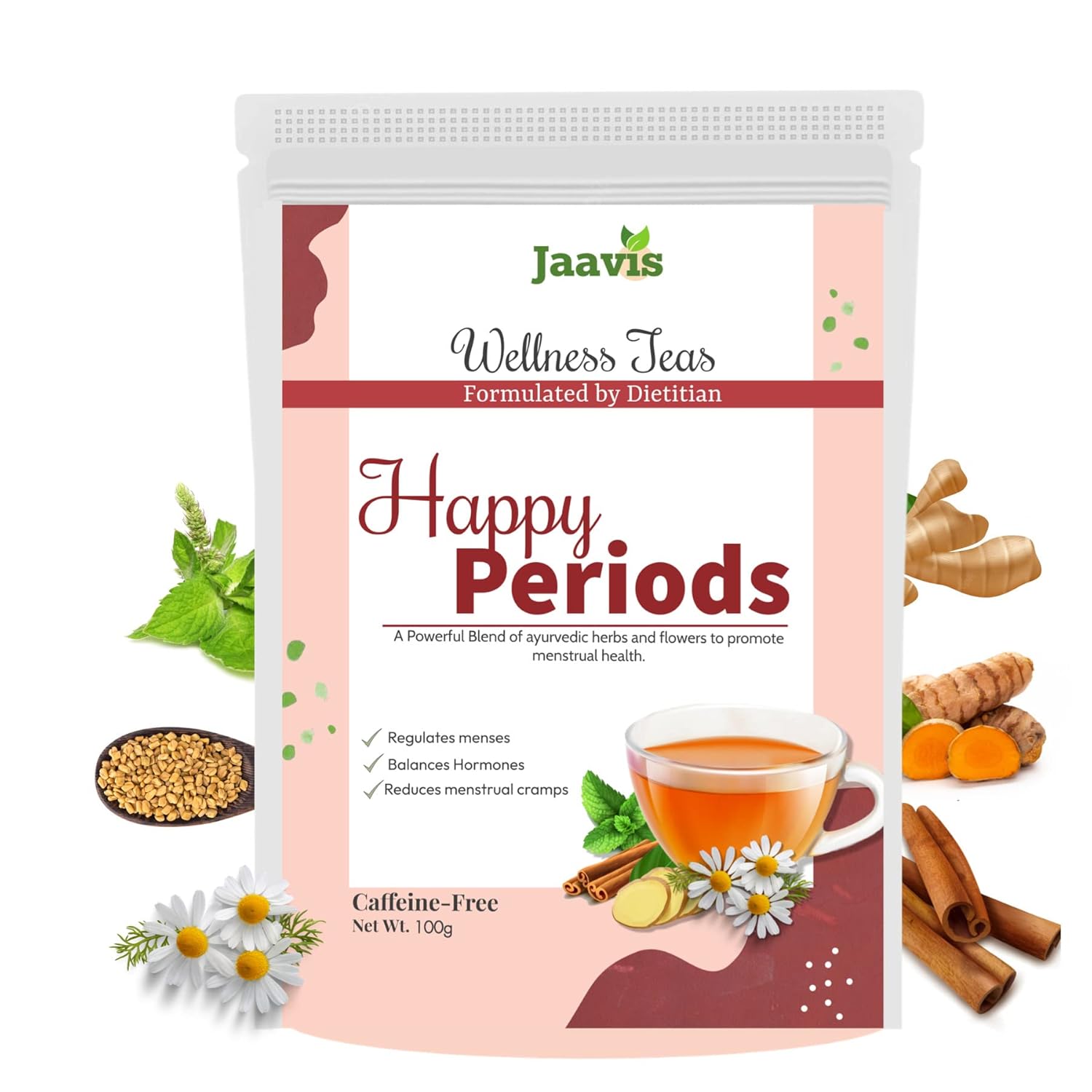 JAAVIS Happy Periods Tea For PCOD & PCOS Dietitian Formulated