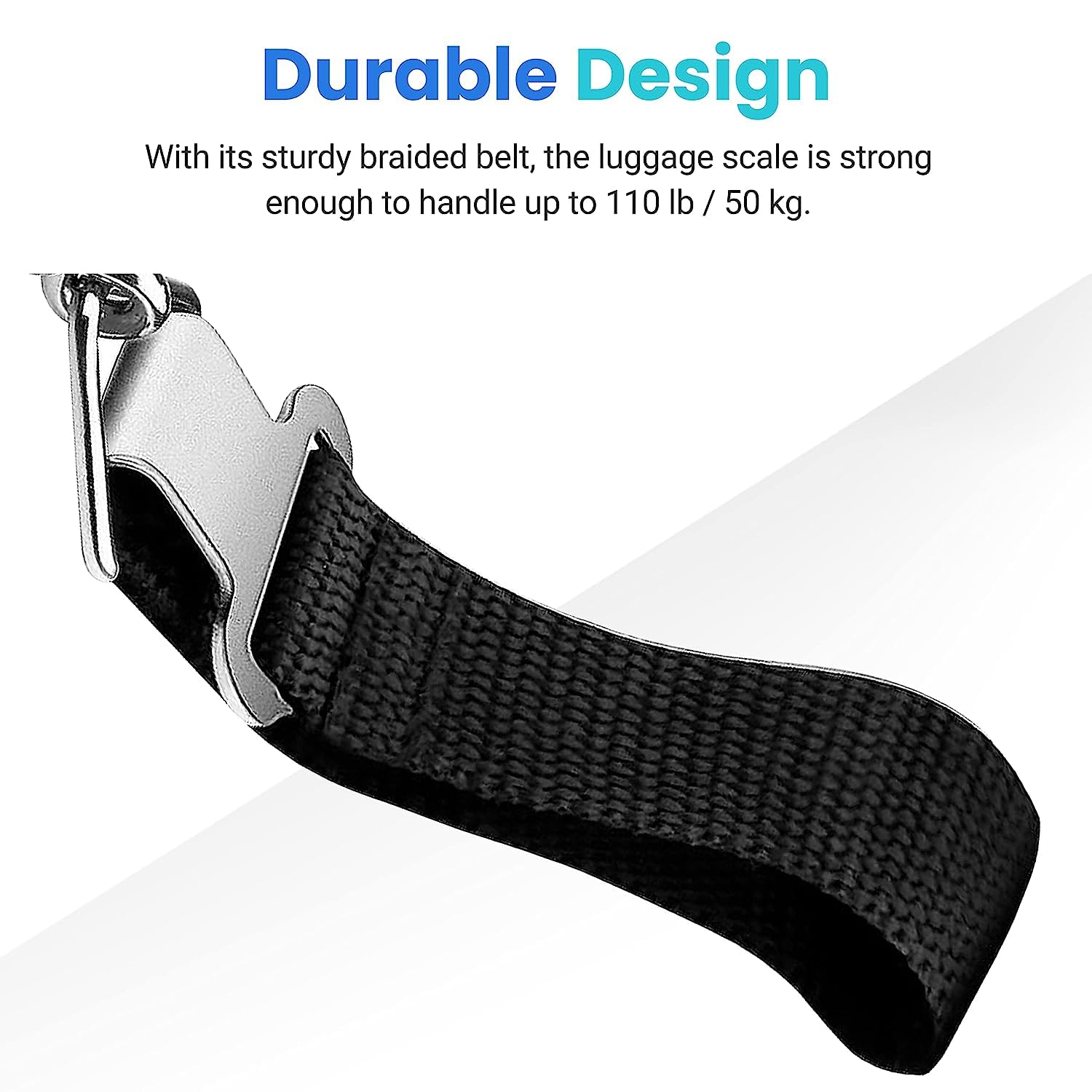 "Digital Hanging Postal Luggage Scale, Rubber Paint Technology, Temperature Sensor, 110lb/50kg, Silver/Black, 1Pack"