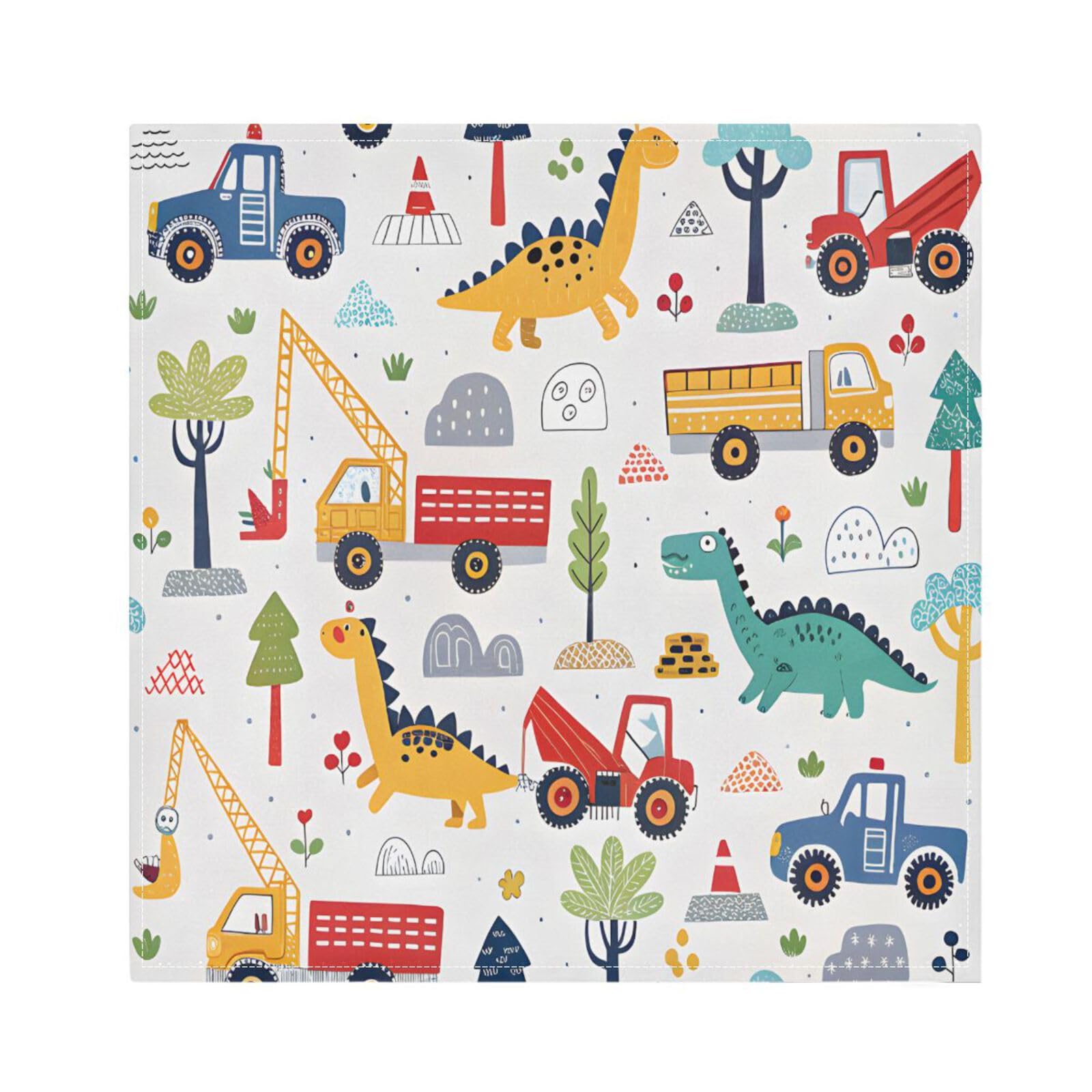 Ttgoth Construction Vehicles Cloth Napkin Set of 6 Washable & Reusable Dinner Napkins for Dining Table, Banquets, Wedding, Party, 50x50 cm