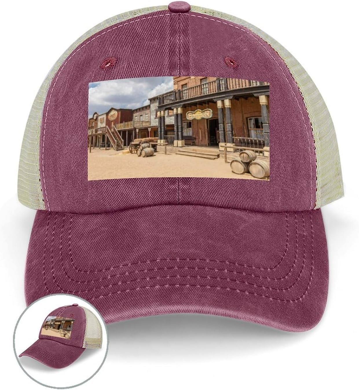 Old Wild West Cowboy Town Hat Personalized Adjustable Cowboy Cap Cotton Cap Trucker Hats Dad Hat for Men Women