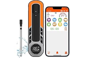 500FT Truly Wireless Bluetooth Meat Thermometer with APP and LCD, Smart Digital Thermometer for Cooking