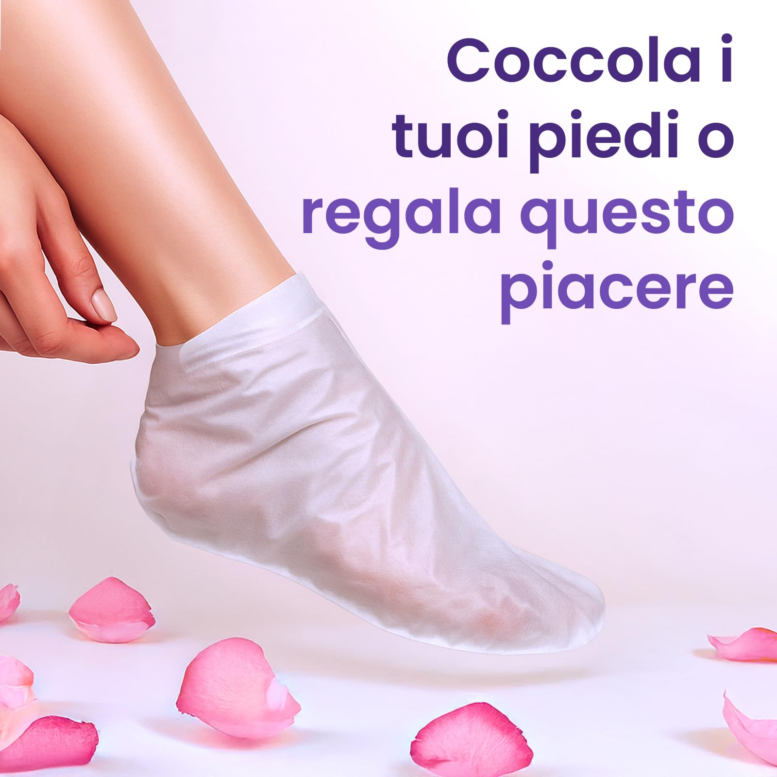 Maschera Piedi Esfoliante (6 Paia), Trattamento per Talloni Screpolati con Lavanda e Burro di Karité, Peeling Piedi Idratante per Uomo e Donna, Calzini Esfolianti Taglia Unica