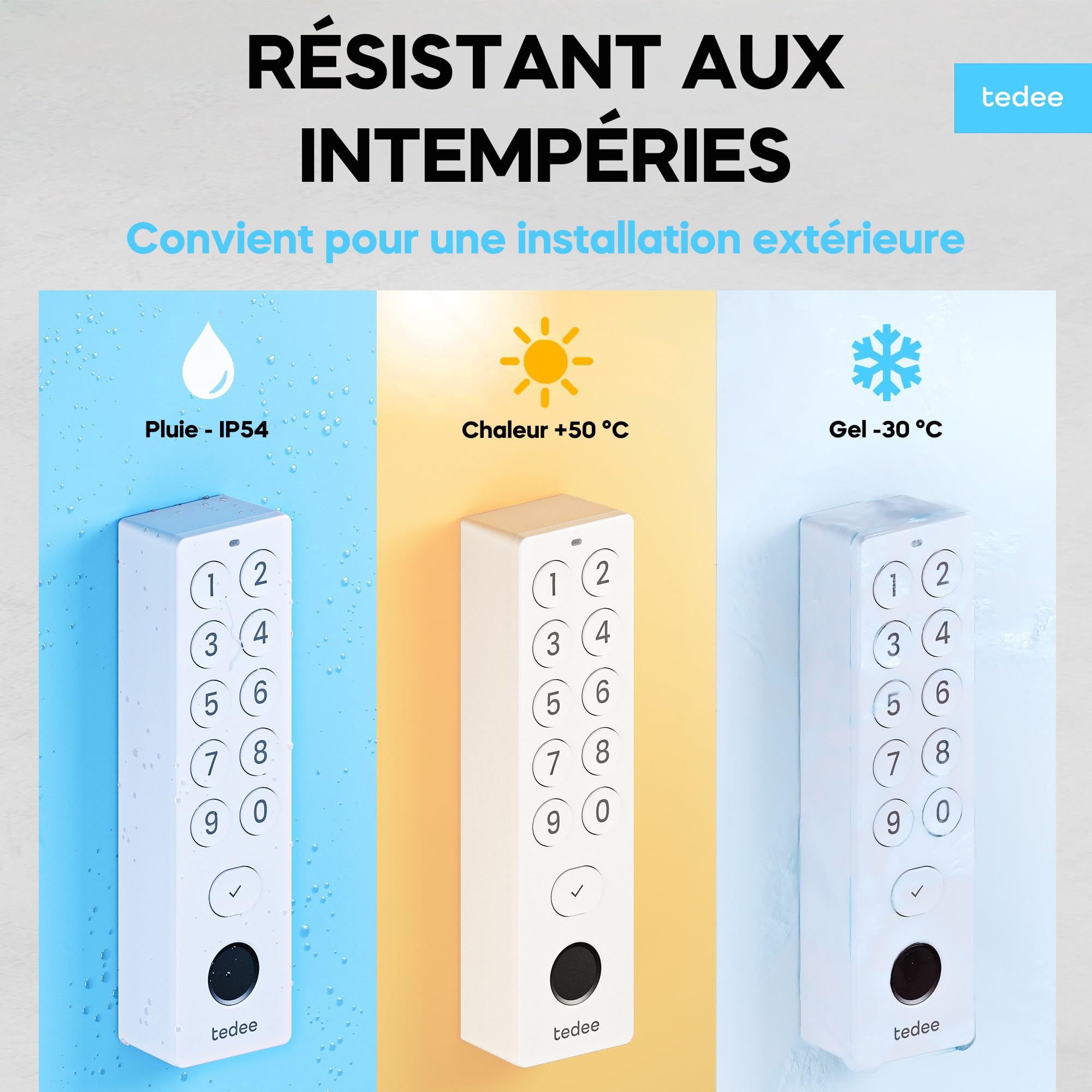 Tedee GO2 Alu Serrure Intelligente Connectée avec Keypad PRO et Cylindre EXXO Smart | Sécurité Classe 6, Empreinte Digitale, Entrée sans Clé | Compatible Matter, Alexa, Google Home, Apple, SmartThing