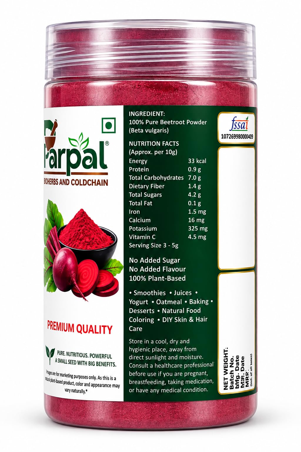 Beetroot Powder, 100% Pure & Natural, (110GM),No Added Sugar, or Drinking & Face Pack | Supports Heart & Brain Health | 100% Pure & Preservative-Free | Men & Women — Amazon image 4