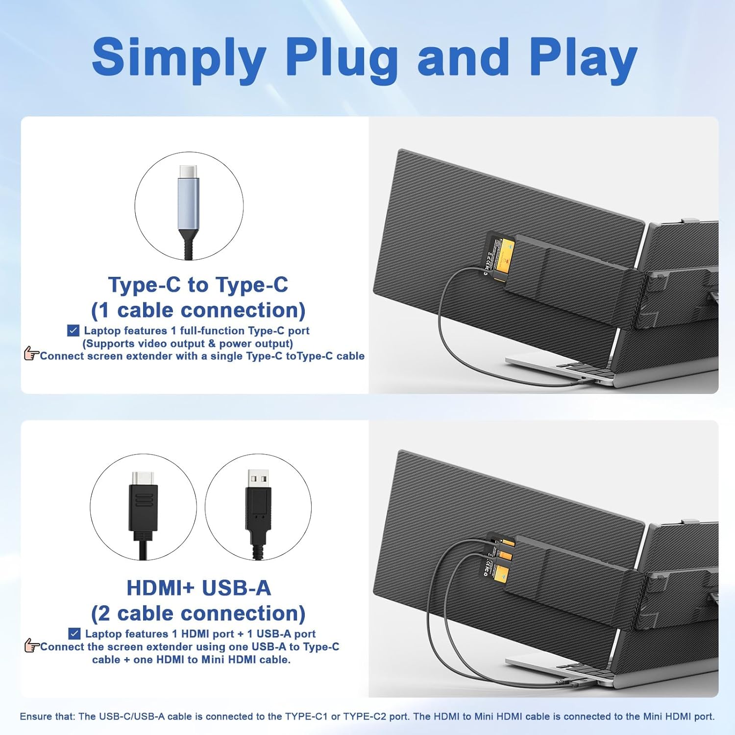 KEFEYA Laptop Screen Extender, 14" FHD 1080P IPS Dual Laptop Monitor Extender, Portable Monitor Plug & Play USB-C/HDMI/USB-A for 13"-17" Laptops, Work with Windows/MacBook/Switch/PS5 - Image 5