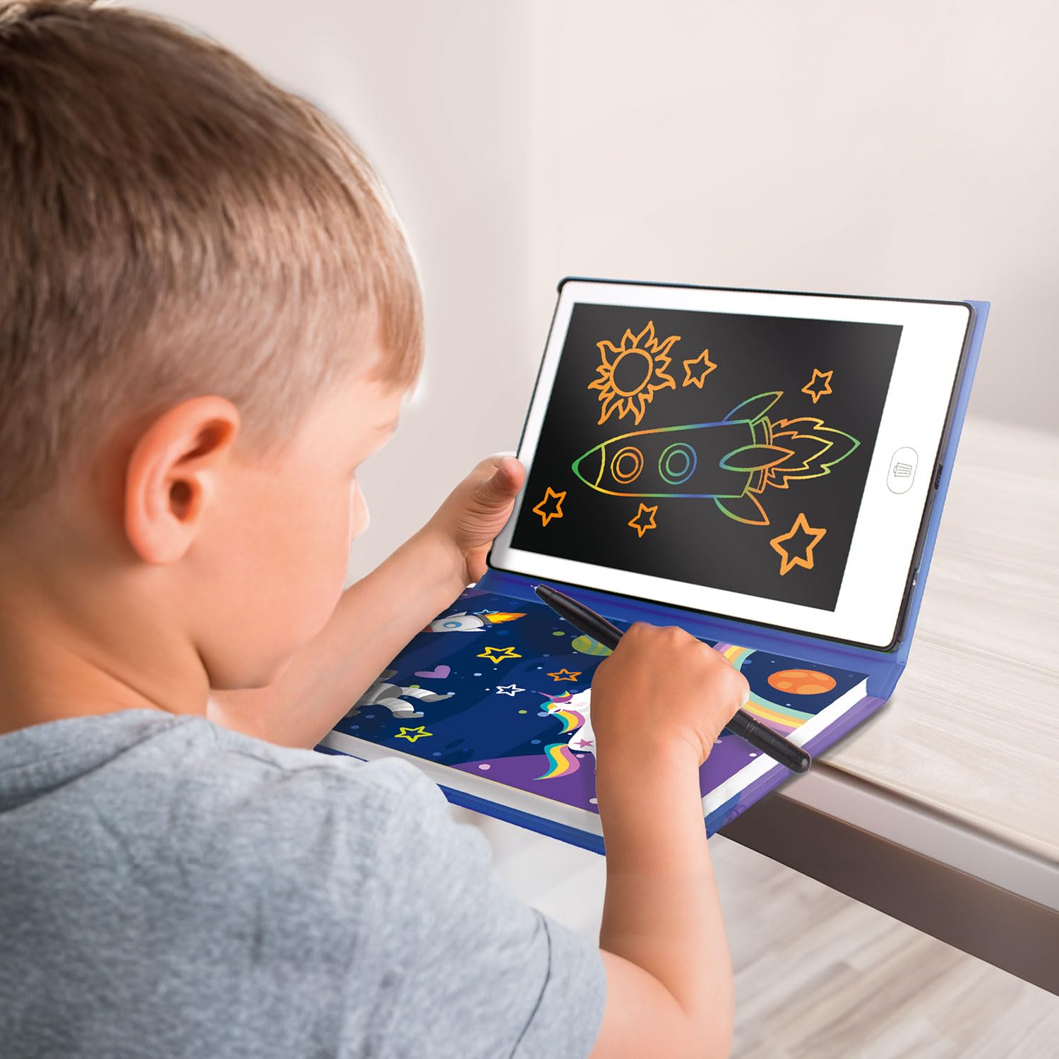 Big Minds - Maltafel Zaubertafel Buchformat | LCD Schreibtafel Kinder | Drawing Tablet Ideal | Maltablett Für Kinder 20 Wendbaren Zeichenvorlagen