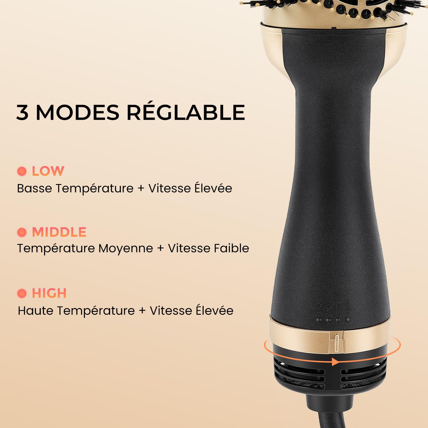 Brosse Soufflante 70 mm for Efficient Drying and Styling | Brosse à Ions Négatifs, Séchage Rapide 1000 W, Anti-Frisottis, Volume et Lissage, 3 Températures, pour Tous Types de Cheveux