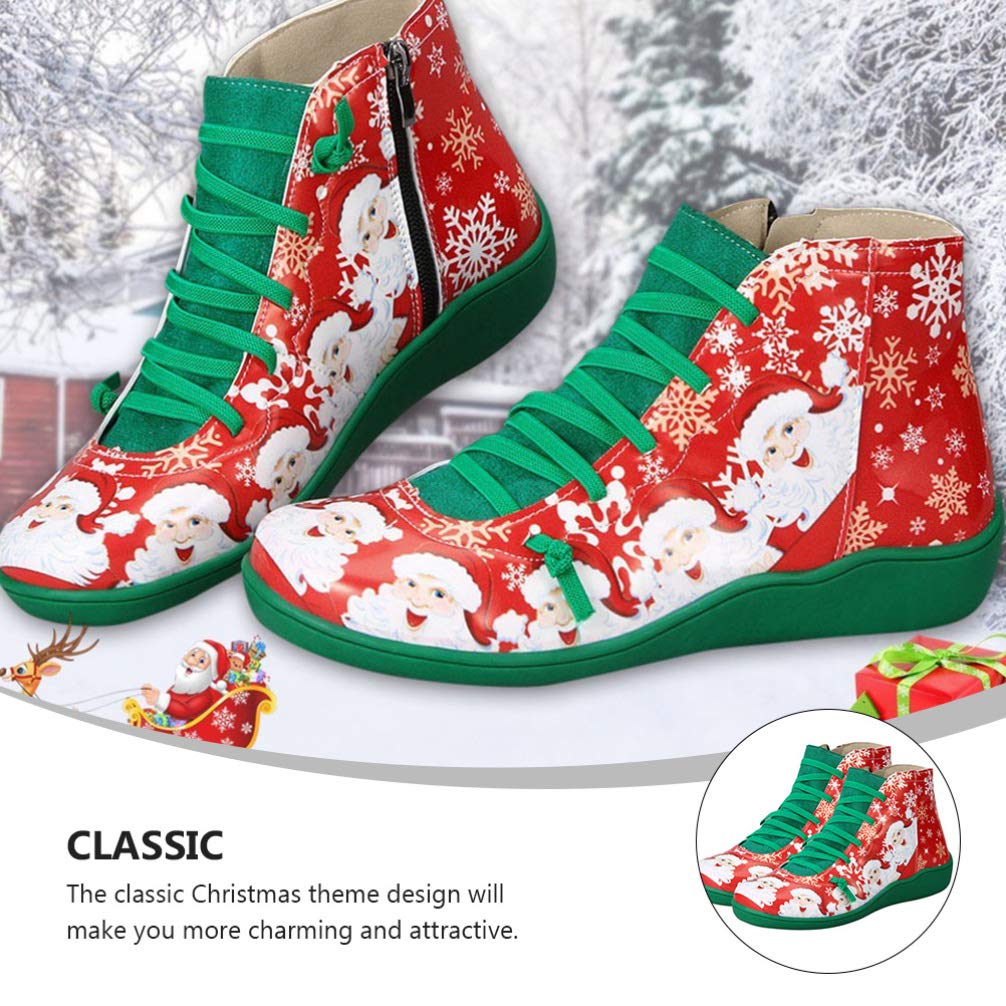 Bottes Père Noël Pour Homme - Avec Fourrure Blanche, Fermeture éclair, Boucle De Combat, Pour Cosplay Et Fêtes - 10