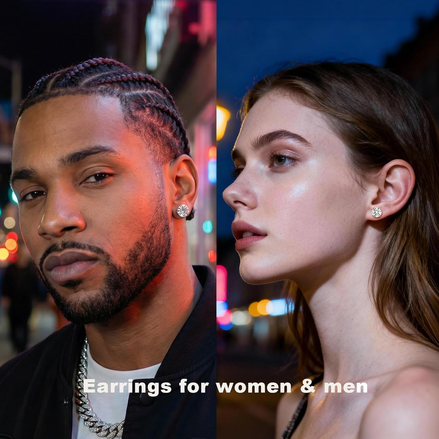 Moissanite Earrings for Women,D Color VVS1 Clarity Lab Created Gemston Men Studs S925 Sterling Silver Plated 18k White Gold Hypoallergenic Jewelry - Image 3