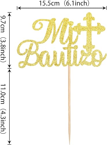 Miniatura 2 de 1 paquete de decoración de pastel con purpurina de paloma y cruz de paloma para bautizo de madera para primera comunión, bautismo religioso,