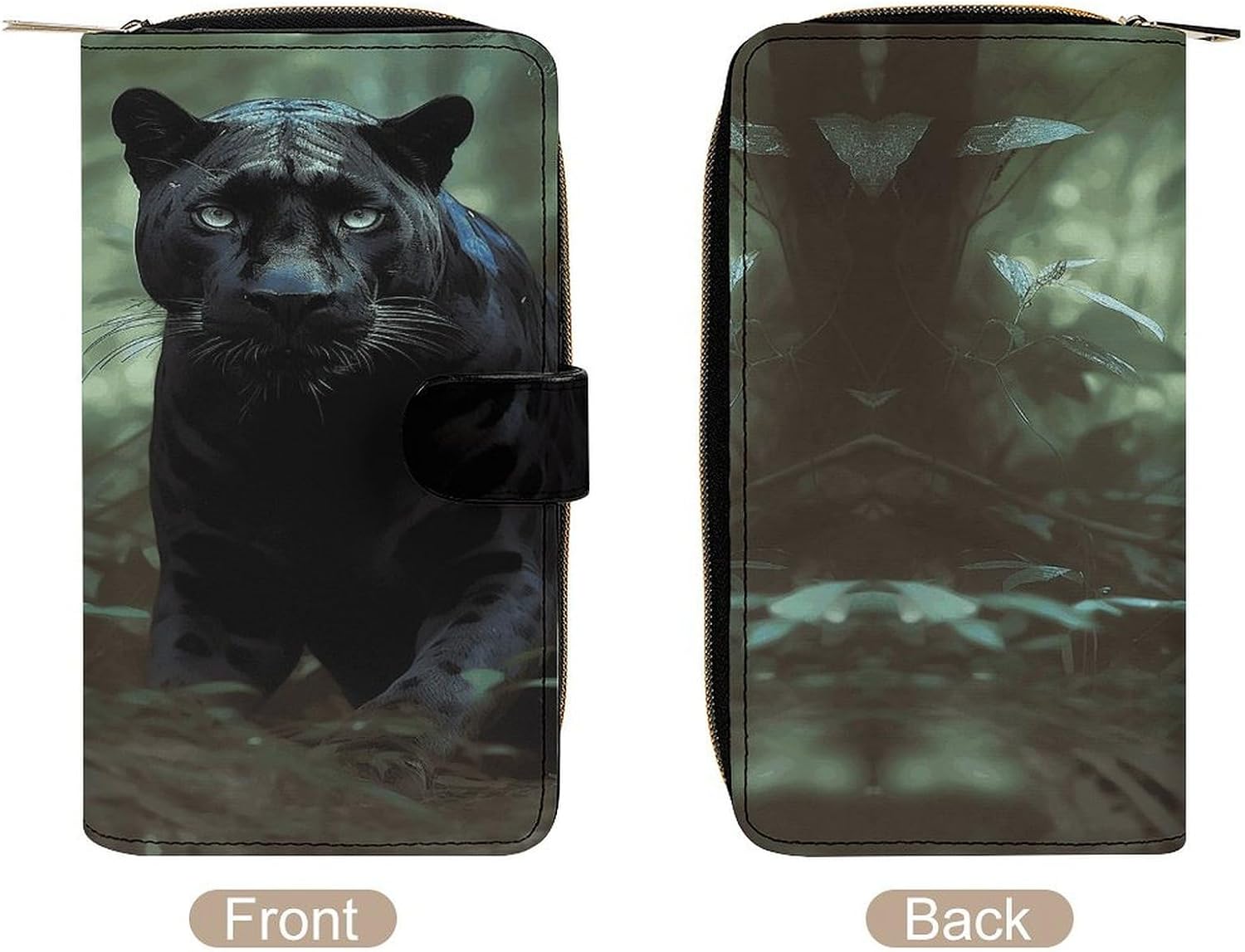 Women PU Leather Bifold Forest Panther Wallets Large Capacity Card Holder Ladies Phone Clutch Travel Purse image 3