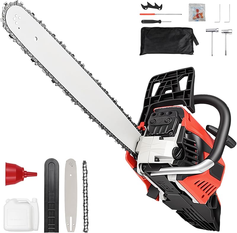 Motosierra de gas con mango superior de 62 CC, 2 tiempos, 20 pulgadas, motosierra a gas con mango superior, motosierra inalámbrica de mano de gasolina para trepar árboles, podar árboles, cortar madera, preparar leña, mantenimiento de jardines