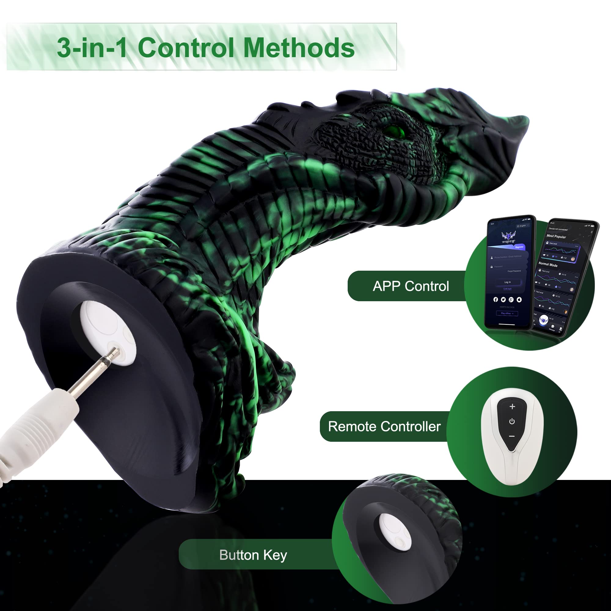 Wildolo APP Controlled Silicone Vibrator, Premium Fantasy Vibration Dildos, Double End Anal Dildo, Huge Dildo for Couple Play: Wildolo APP Controlled Silicone Vibrator, Premium Fantasy Vibration Dildos, Glow in The Dark Sex Toy for Men Women