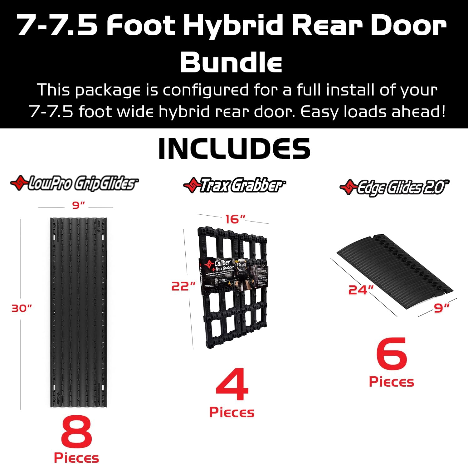 Caliber 7 to 7.5-Foot Hybrid Rear Door Package, Configuration for Easy Snowmobile & Powersport Loading
