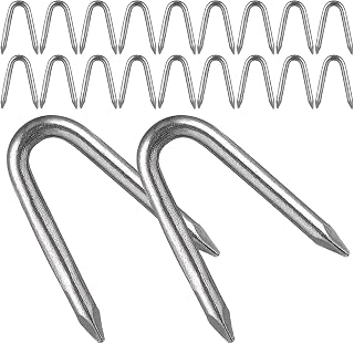 300pcs U Shaped Wire Nails for Mesh Fencing, Galvanized Iron Staples