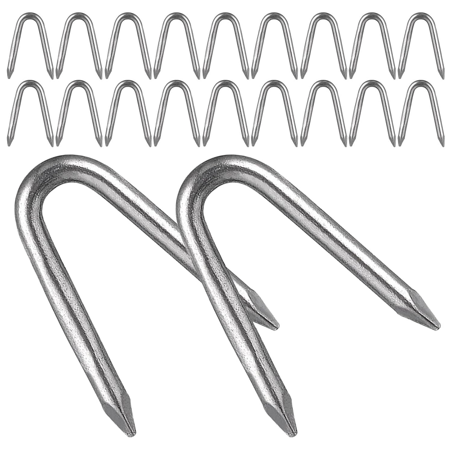 300pcs U Shaped Fence Staples, Galvanized Iron Wire Nails