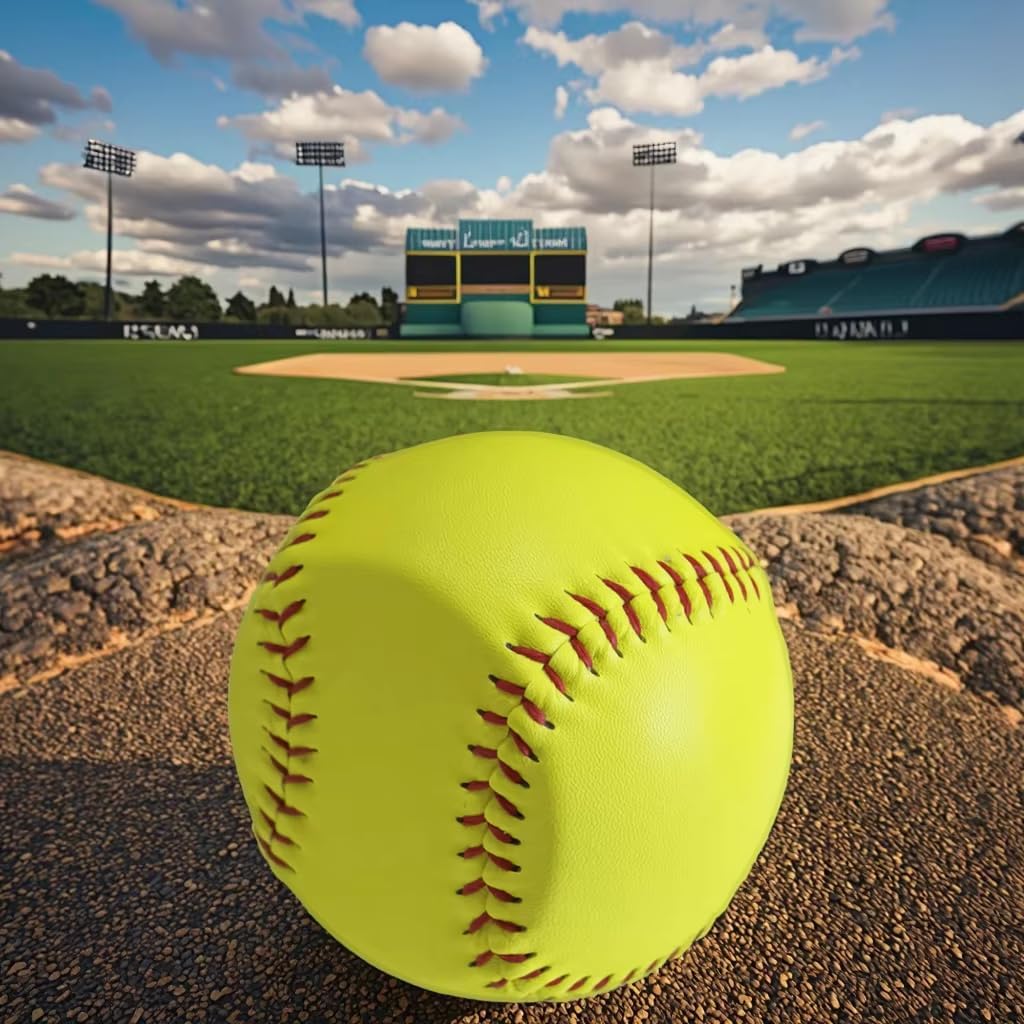 K KHLOK-12-Inch Leather Flat Training Practice Ball - Durable Spin Right Softball Spinner Pitching Pitcher Trainer Training Aid-2 Pack