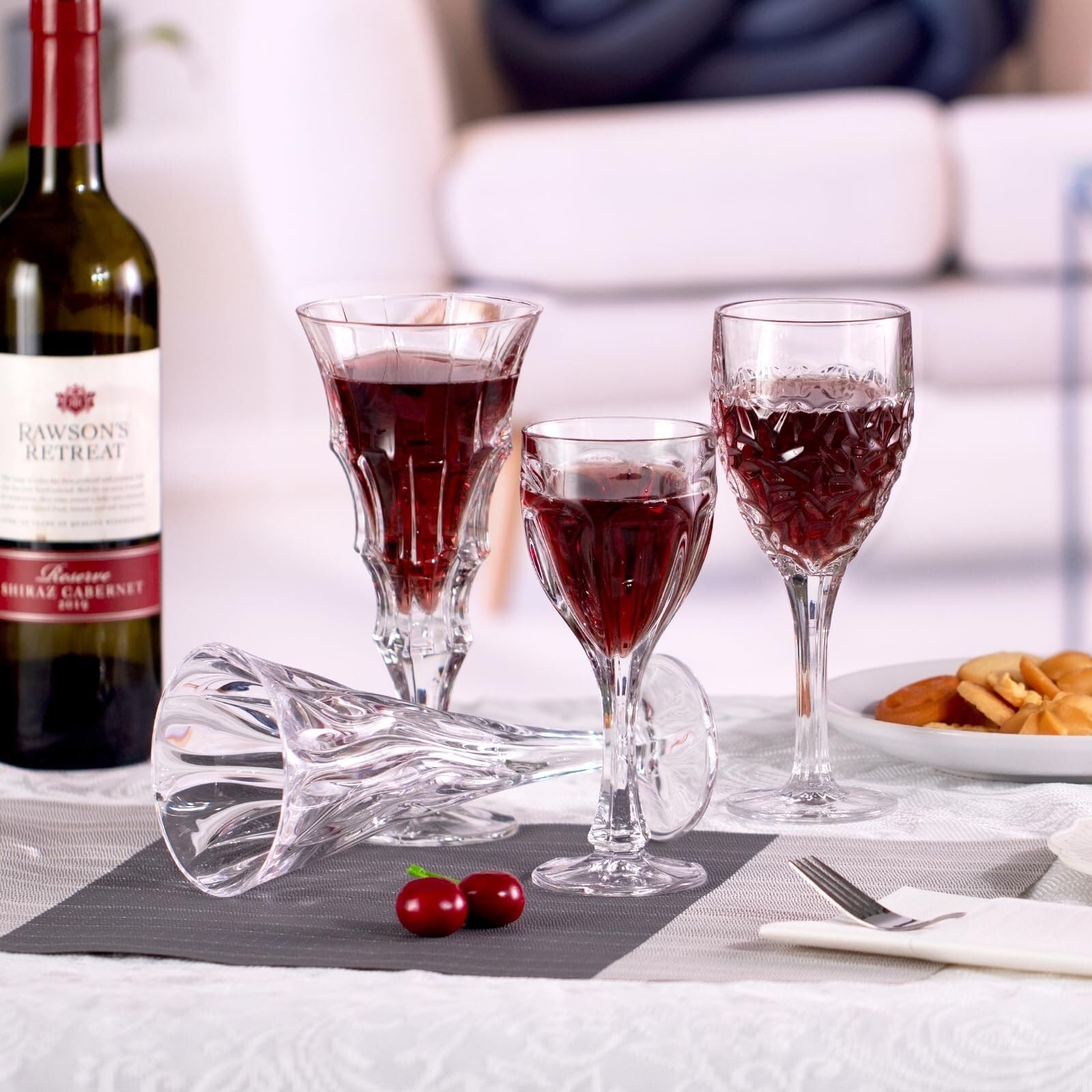 Set di bicchieri da vino da 2,228 ml in cristallo soffiato a mano Bordeaux, bordo liscio, stelo lungo for vino rosso bianco, regalo for l'anniversario di matrimonio Bicchiere per bevande