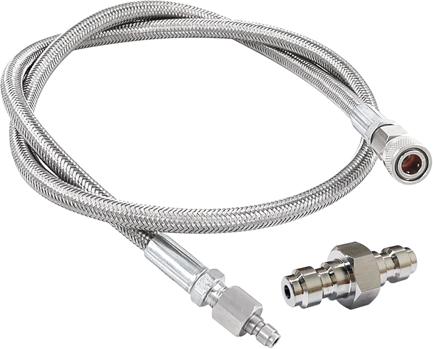 Paintball Airsoft Fill Whip Hose Extension - 36 Inch 4500psi Stainless Steel Air Fill Station & Charging System High Pressure Air Tool Fittings with 8MM Quick-Disconnect Plug Adapter - Image 6