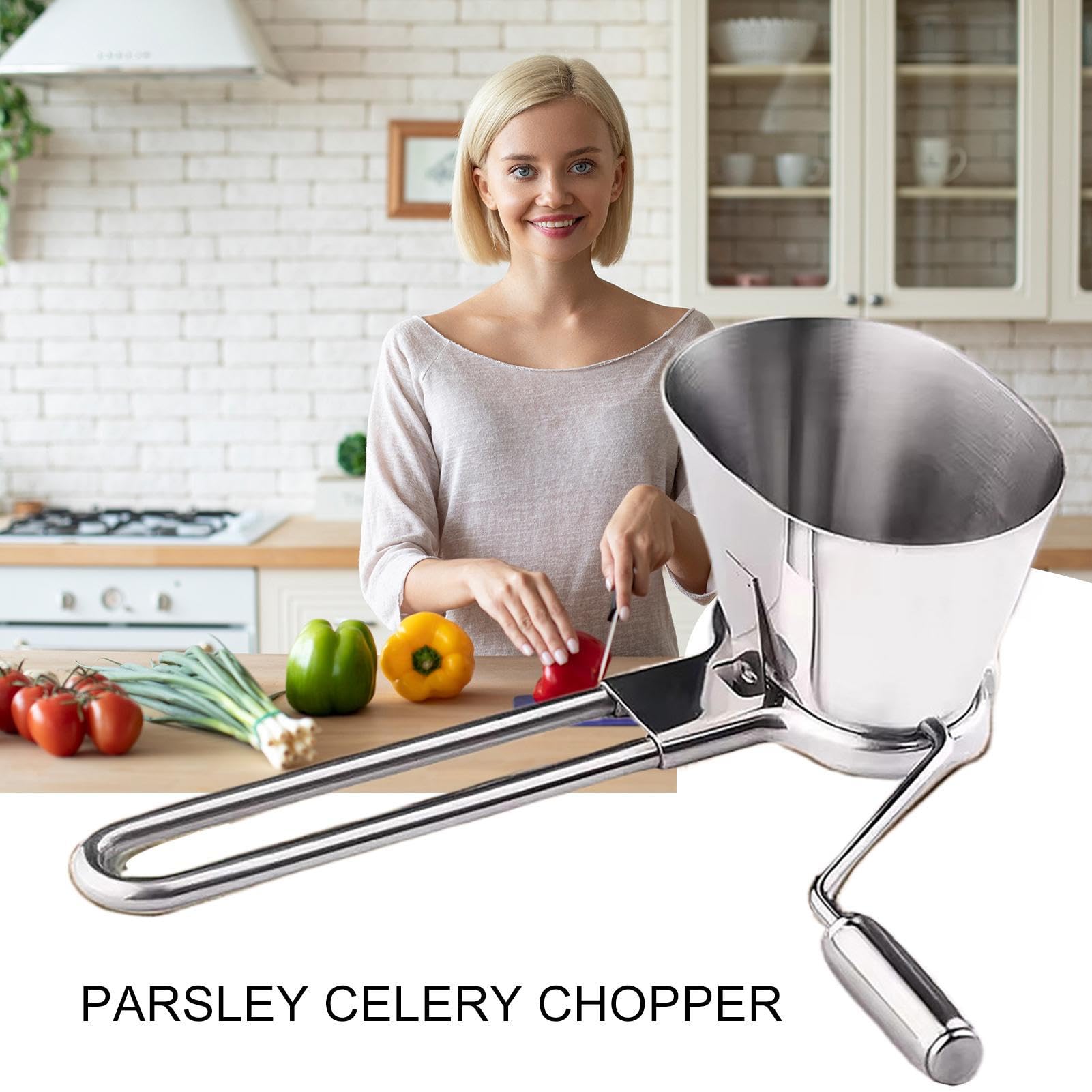 Hachoir Manuel En Inox Pour Persil, Coriandre, Ail, Noix Et Légumes - Découpe Rapide Et Uniforme, Facile à Nettoyer