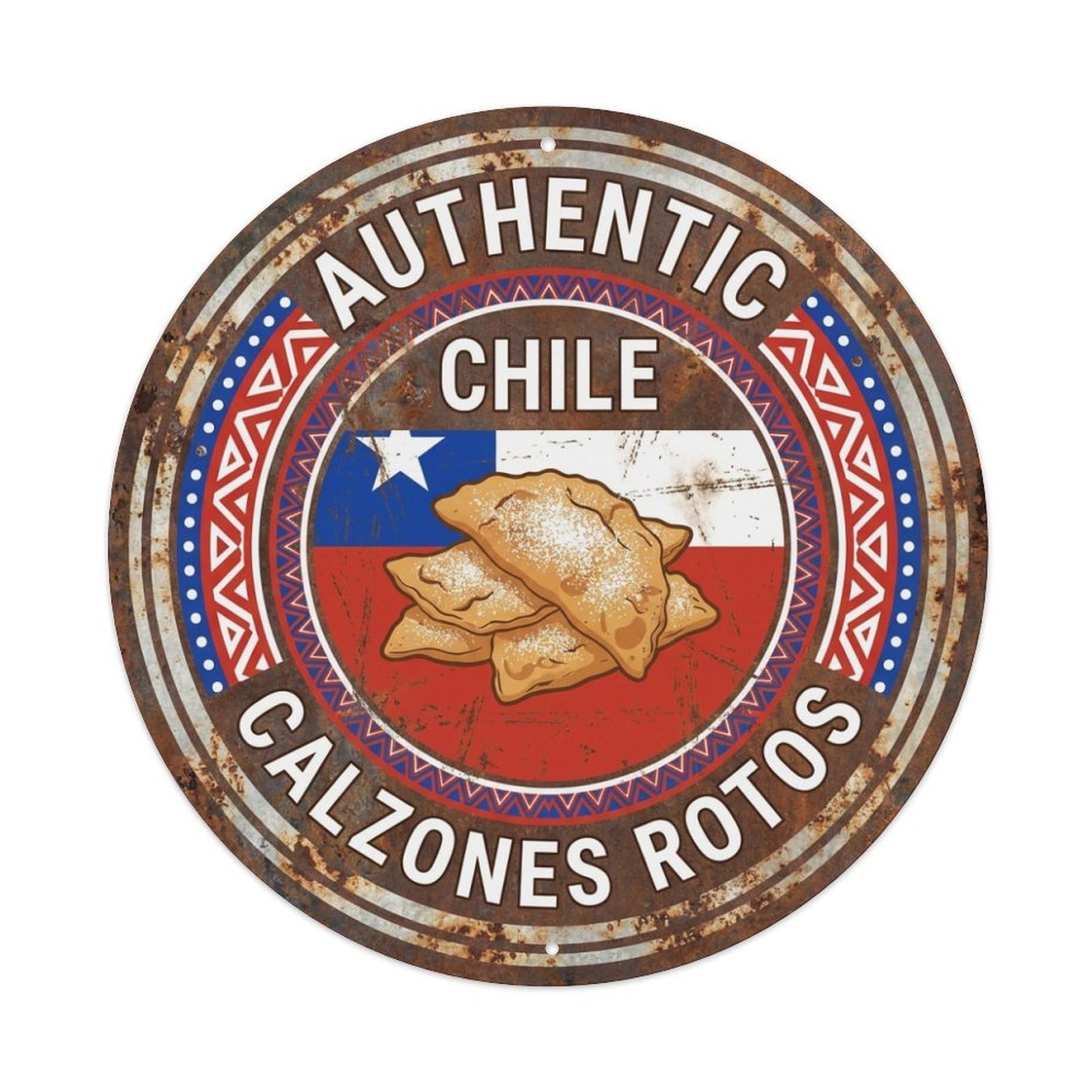 Olhnbad Style Chile Travel Calzones Rotos Fried Pastry Cuisine Metal Tin Sign