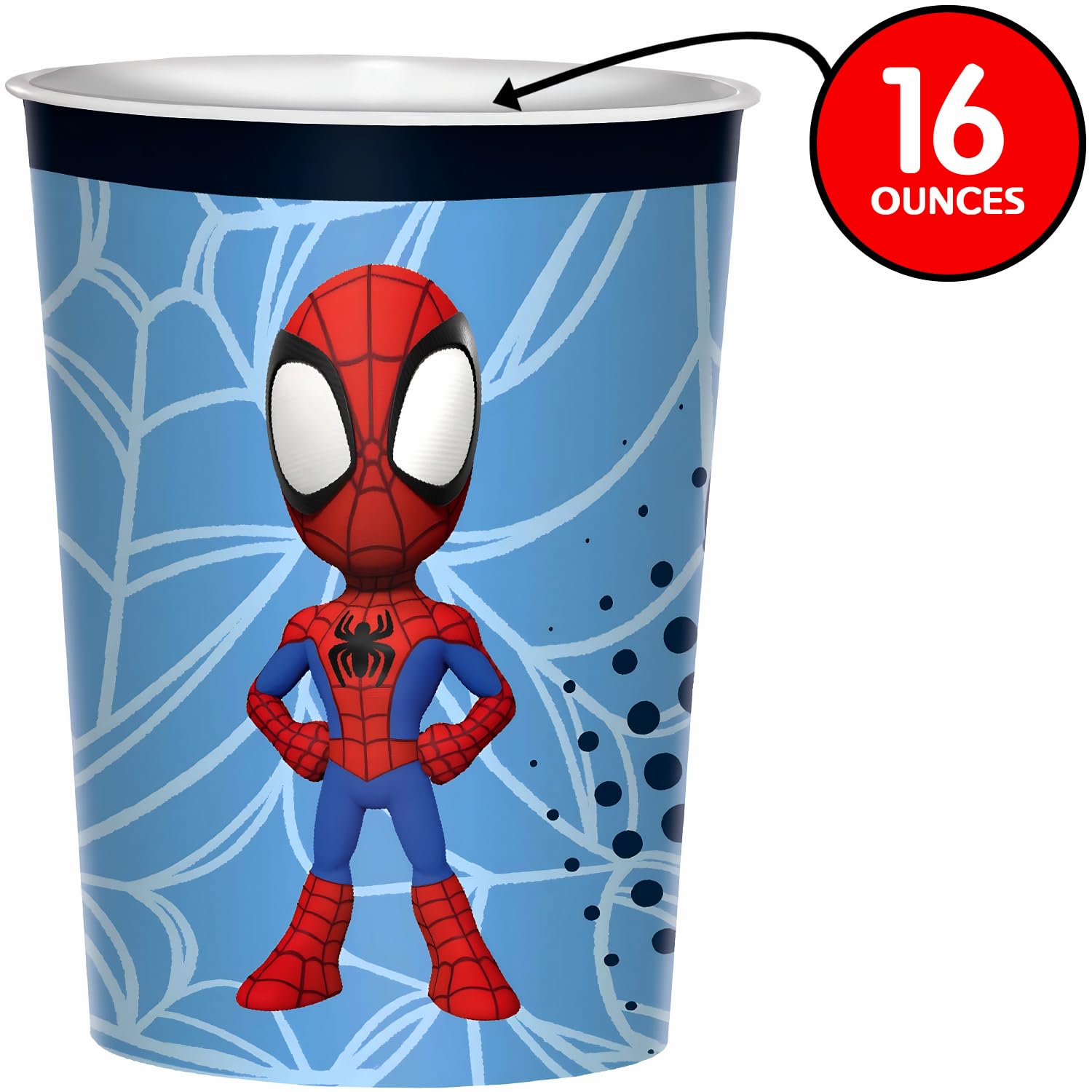 Blue Spidey & His Amazing Friends Plastic Favor Cup (16oz) Pack of 1 - Perfect for Kids' Birthday Parties & Celebrations