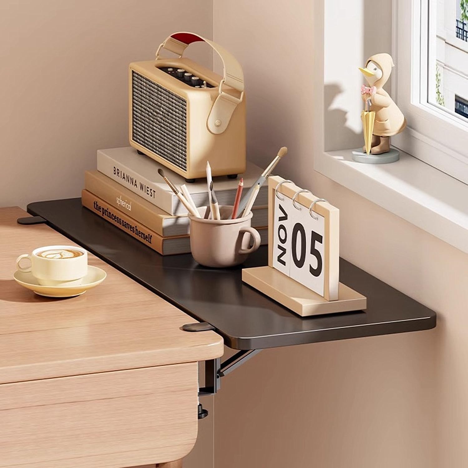 Étagère d'extension de bureau, 50 x 20 cm, ergonomique, montage sans perçage, fixation par pince sur le plateau de clavier, pour la maison et le bureau (noir)